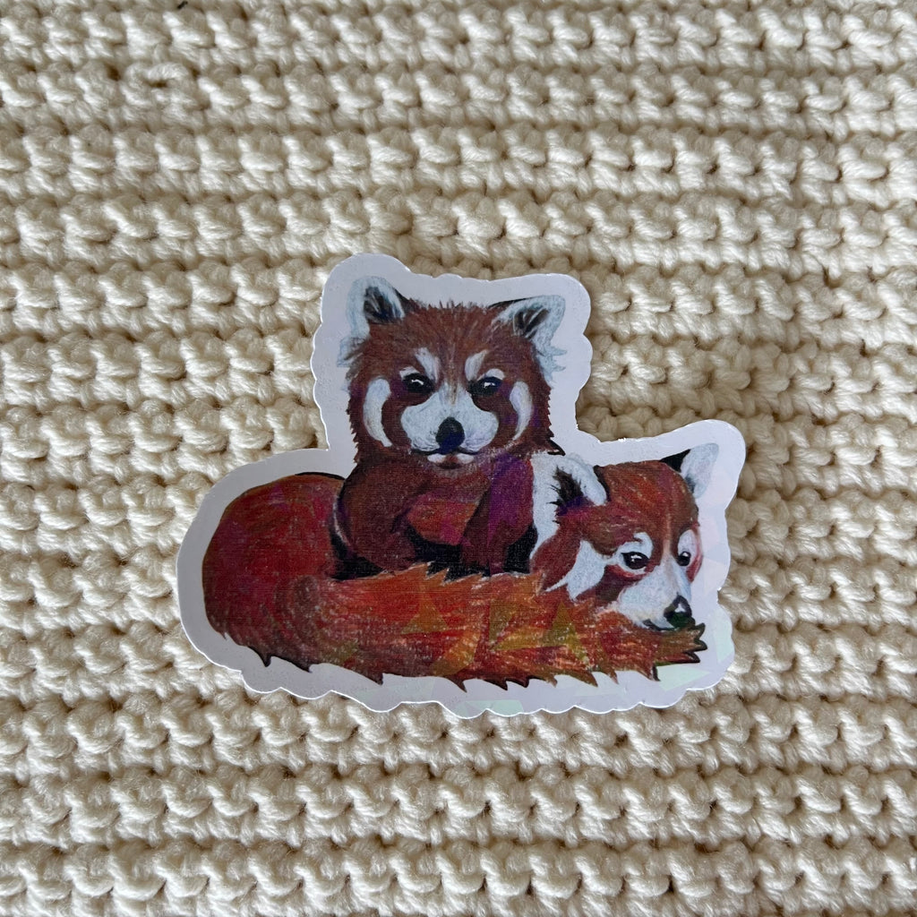 Rode panda glinster sticker